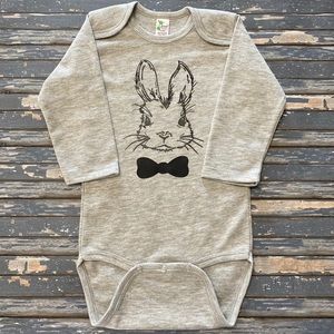 Long Sleeve Easter Bunny with Bow Tie Onesie
